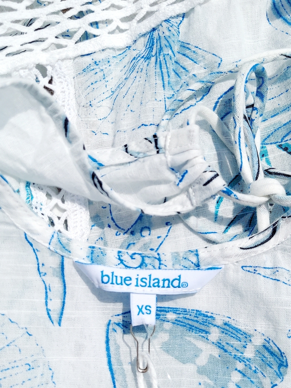 Blue Island White & Blue Seashell Print Halter Beach Sundress Women Size XS NWT - Picture 6 of 8